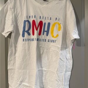 Alpha Delta Pi RMHC White Graphic Tee with Red and Yellow